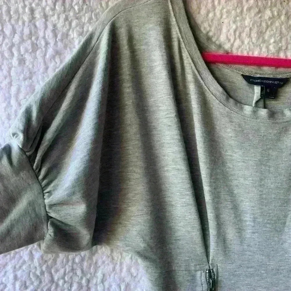 French  Connection | Grey short sleeve cotton mini dress with zippers size 6 - Picture 2 of 4